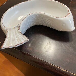 Mud Pie Sea Shell Fish Serving Bowl Set (Fork & Knife)